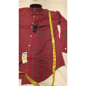 Chaps Button Down Shirt Mens Small Plaid Long Sleeve NWT Relaxed Holiday Church